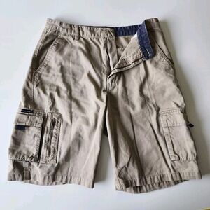 PADDOCKS Cargo Shorts Mens 32 Cotton‎ Combat Tan Beige Pockets 11" Baggy Y2K